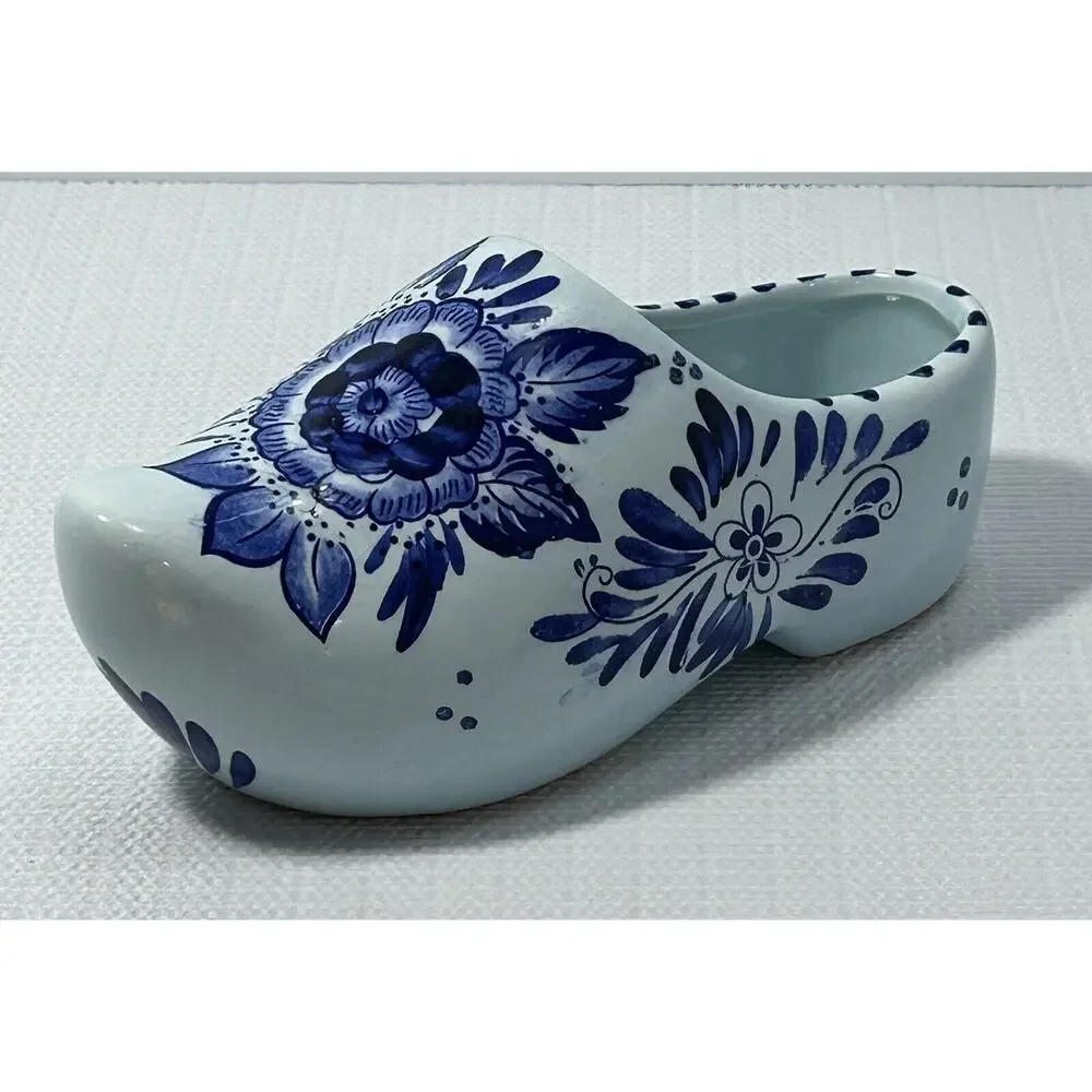 Vintage Hand Painted Delft Blauw Ceramic Dutch Clog Shoe 6.5 Long Hanging Decor - Picture 1 of 9